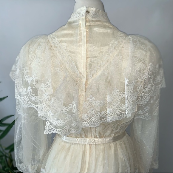 v i n t a g e :: Romantic Cottagecore Floral Lace Maxi Dress Bishop Sleeves - Picture 4 of 16